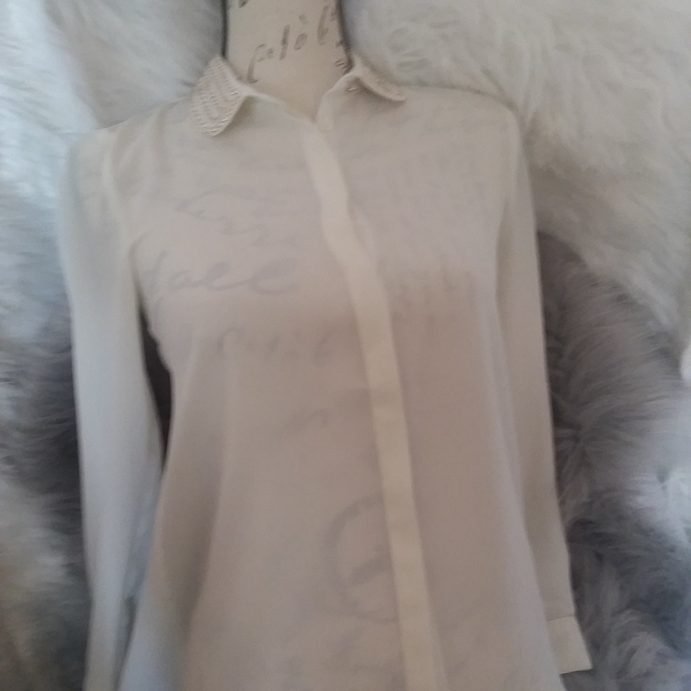 H&M Semi Sheer Creamy White Blouse Size 2